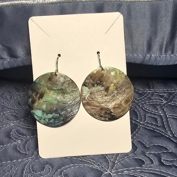 Stunning Earth Tone Disk Earrings - Picture 1 of 3